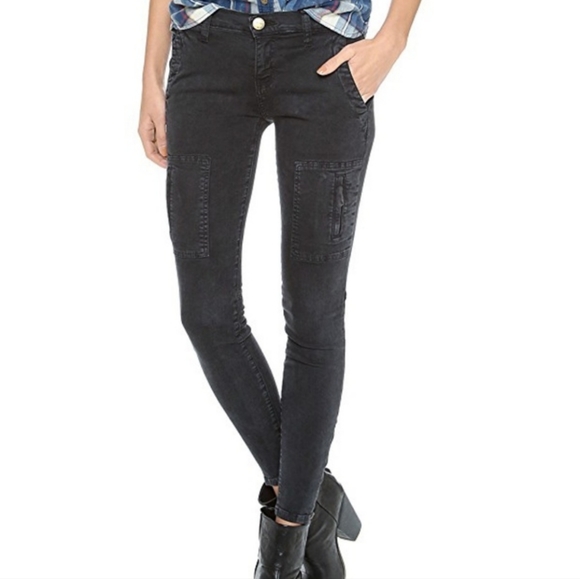 Current/Elliott Flat Pocket Cargo Jeans in Washed Black Size 25 W-672 - Picture 1 of 14